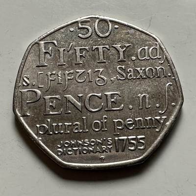 🌹外币初藏🌹🐯2026年第22场  每周二四六晚8️⃣点 接代拍 - 英国2005年约翰逊词典250周年50便士纪念币 d