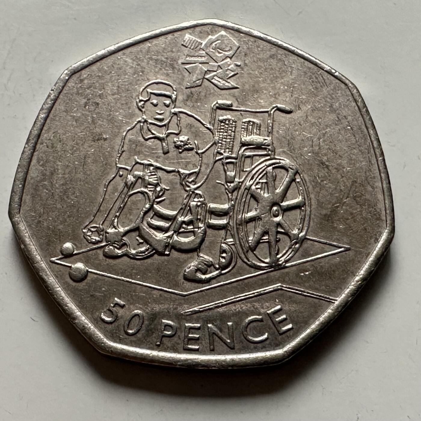 🌹外币初藏🌹🐯2026年第22场  每周二四六晚8️⃣点 接代拍 英国2011年伦敦残奥会 硬地滚球50便士纪念币