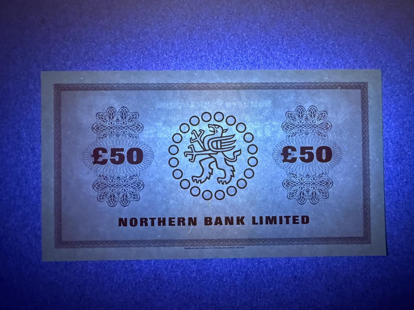 《艾美收藏》第234期-3.1周日外币精华场 北爱尔兰50镑 UNC 1981年 北方银行 橙色稀少版本 无4