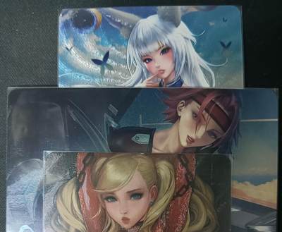 花开卡拍第61期（3月7号周六截拍，品控勿拍!!!拍品不寄存，运费5元（新疆需补运费差价或顺丰到付），自制卡难免瑕疵，可能存在轻微撞角爆边等出厂瑕疵，品控介意勿拍！） - 五月卡牌 福袋卡 艺术卡 ACG美少女 3张 粗闪