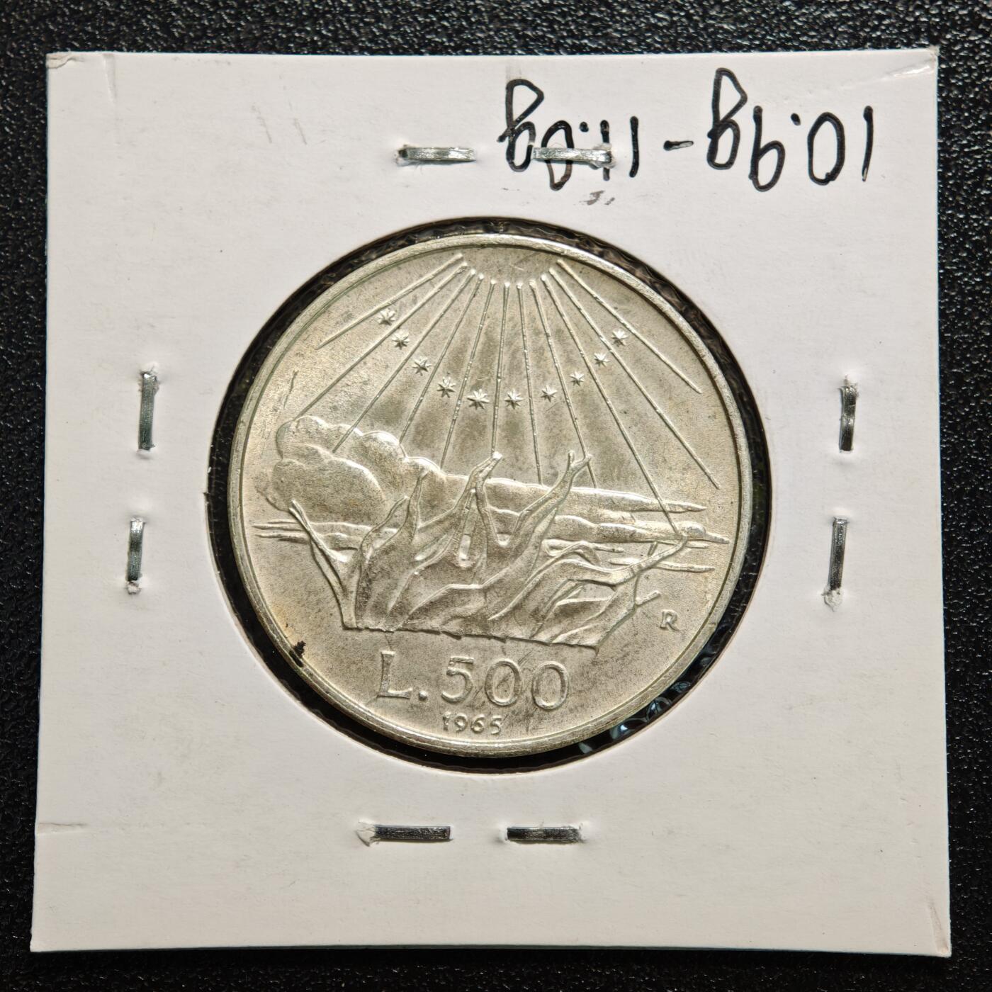 【德藏】世界币章拍卖第166期（拍品征集中~欢迎藏友联系） 老藏家集藏系列之- 2枚一组 1965年 意大利诗人但丁诞辰700周年500里拉纪念银币 835银 及 1961年 意大利统一百年500里拉纪念银币 835银 入册20余年·附有当年购入价