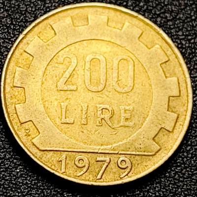 泉币菌-第201场- 新年快乐 新年第9场 本场拍品多 请提前出价（正月十五统一发货） - 意大利1979年200里拉 丰收女神 齿轮 铝青铜币 外国硬币 24mm  