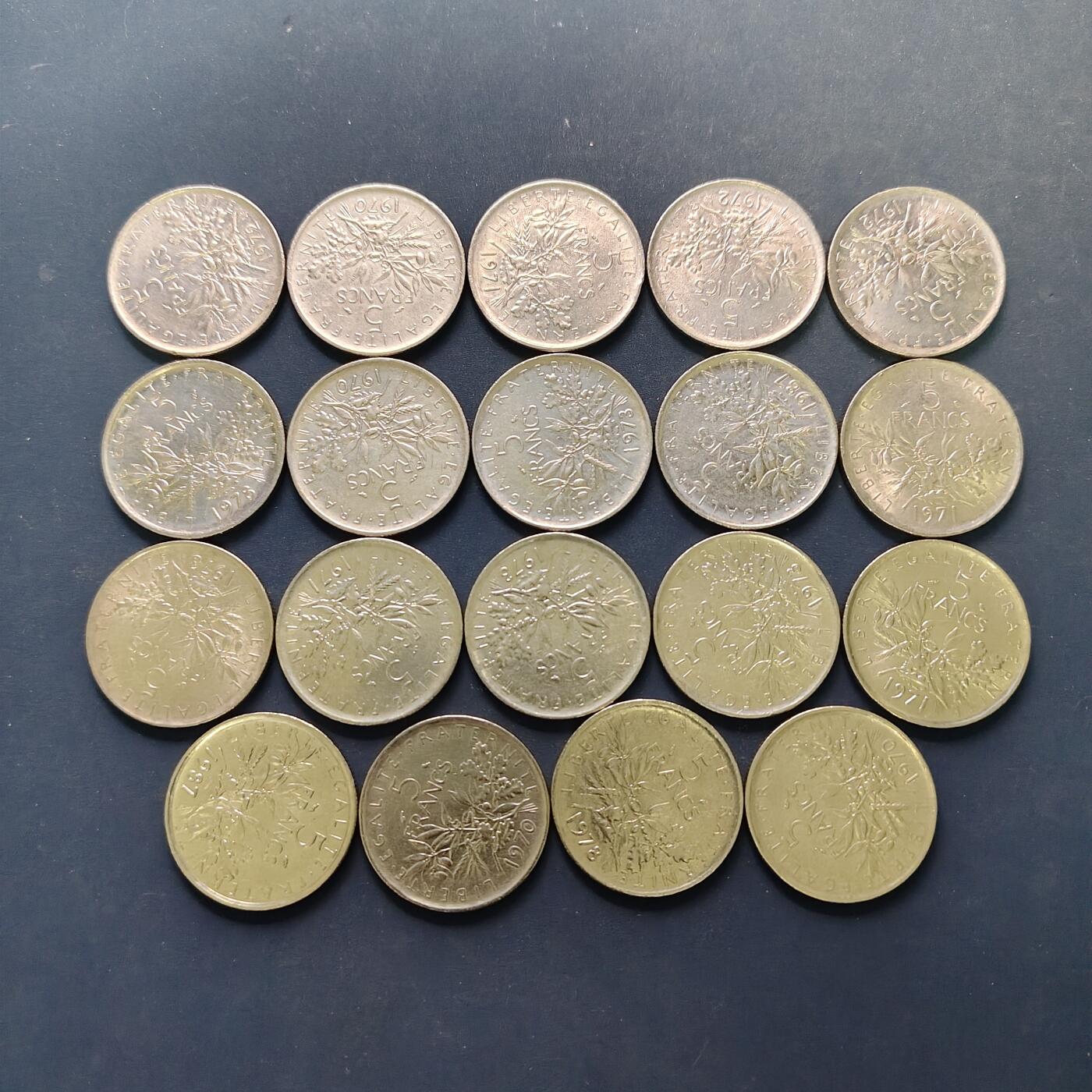 【全场包邮】纯粹捡漏拍507场-持续更新中 【批量】法国各年份5法郎19枚一组
