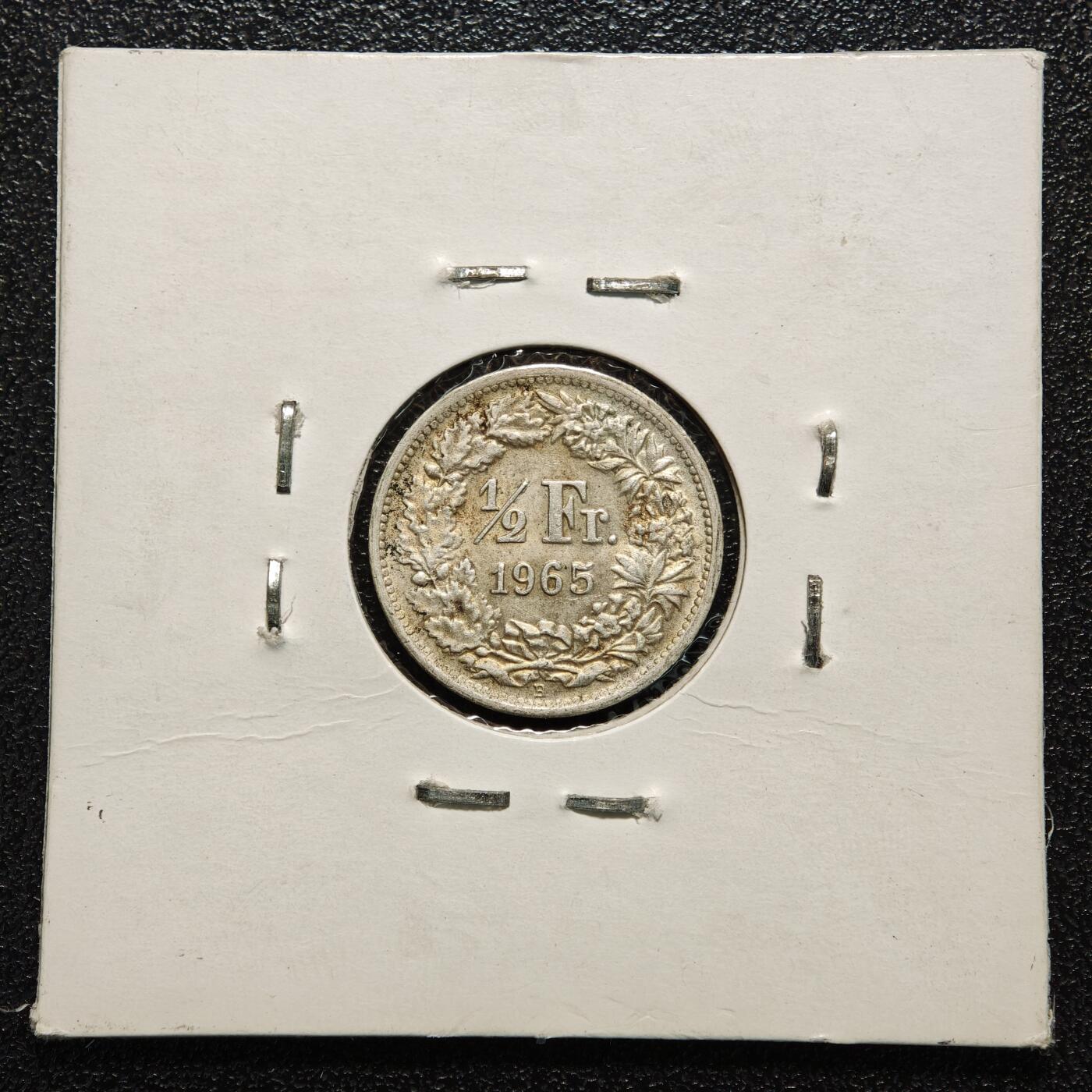 【德藏】世界币章拍卖第166期（拍品征集中~欢迎藏友联系） 老藏家集藏系列之- 4枚一组 1964年 瑞士1/2法郎银币 835银 及 1965年 瑞士1/2法郎银币 835银 及 1963年 瑞士2法郎银币 835银 及 1957年 瑞士1法郎银币 835银 入册20余年·附有当年购入价