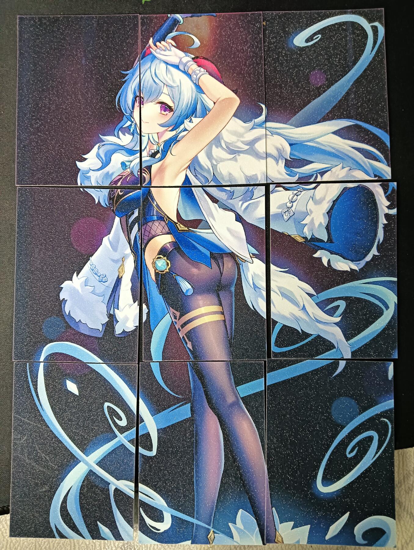 花开卡拍第61期（3月7号周六截拍，品控勿拍!!!拍品不寄存，运费5元（新疆需补运费差价或顺丰到付），自制卡难免瑕疵，可能存在轻微撞角爆边等出厂瑕疵，品控介意勿拍！） 甘雨夜兰 正反九拼