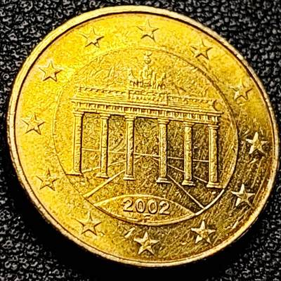 泉币菌-第202场-新年第10场 本场拍品多 请提前出价（正月十五统一发货） - 欧元 德国2002年 10欧分合金铜币 勃兰登堡门 地图 F厂标 19.75MM