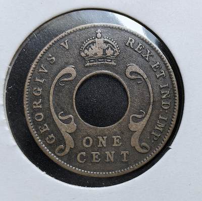 外国优质老铜币银币，正月十二晚九点倒数截拍，满百包邮可寄存，持续收拍 - 英属东非1923年1分青铜币，正面为乔治五世头衔与面值，背面环孔饰以象牙图案。发行于东非先令货币体系确立后，是一战后英国整合肯尼亚、乌干达等殖民地货币的关键辅币，见证了英属东非的殖民经济秩序。