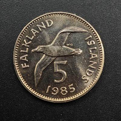 【淘币小摊】实时拍第八百七十一拍   散币银币场    每周一统一发货 - 福克兰群岛1985年5便士镍币