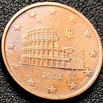 泉币菌-第202场-新年第10场 本场拍品多 请提前出价（正月十五统一发货） - 罗马斗兽场 意大利5欧分硬币 2002年 21MM 