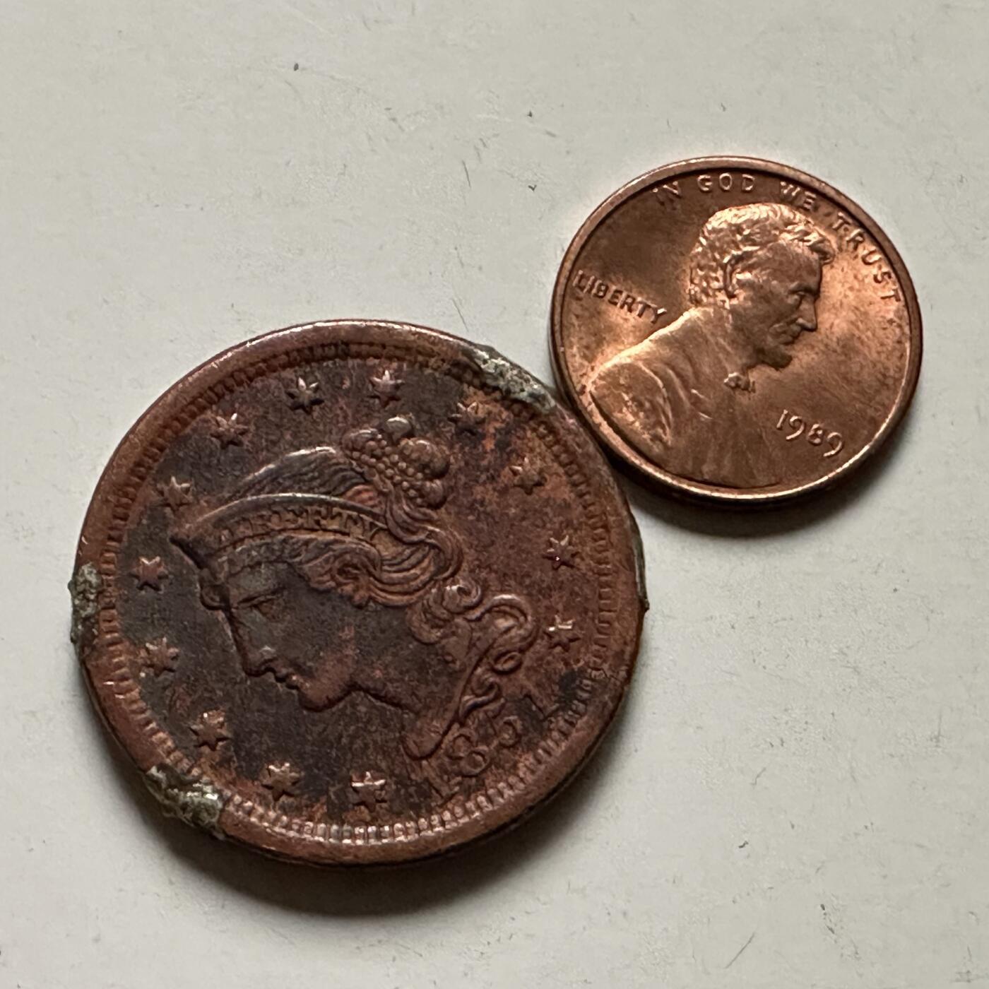 🌹外币初藏🌹🐯2026年第22场  每周二四六晚8️⃣点 接代拍 美国1851年自由女神一美分 好品相 不做饰品这品相肯定保存不到现在