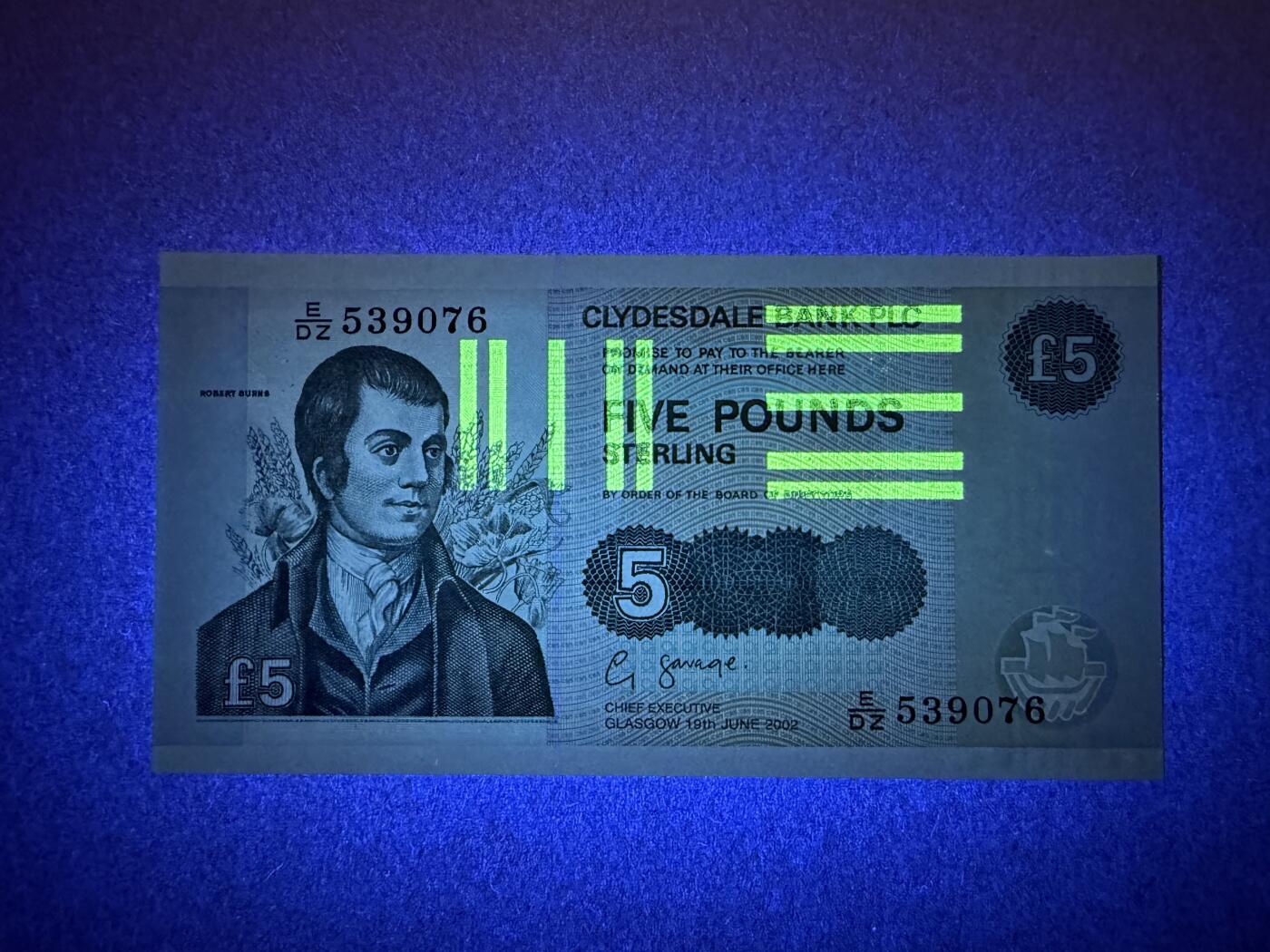 《艾美收藏》第234期-3.1周日外币精华场 苏格兰5镑 UNC 2002年 克莱斯戴尔银行 无4