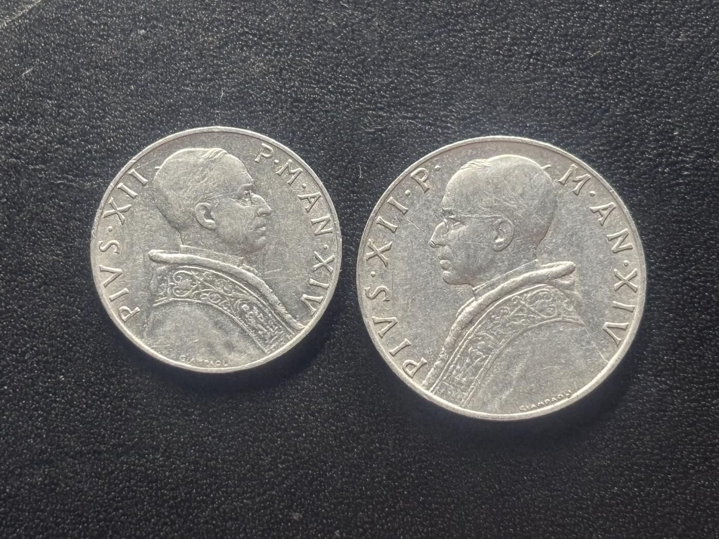 邮泉阁限时拍卖第四十二场（硬币在国外。请付邮费6元。） 梵蒂冈1952年铝币2枚