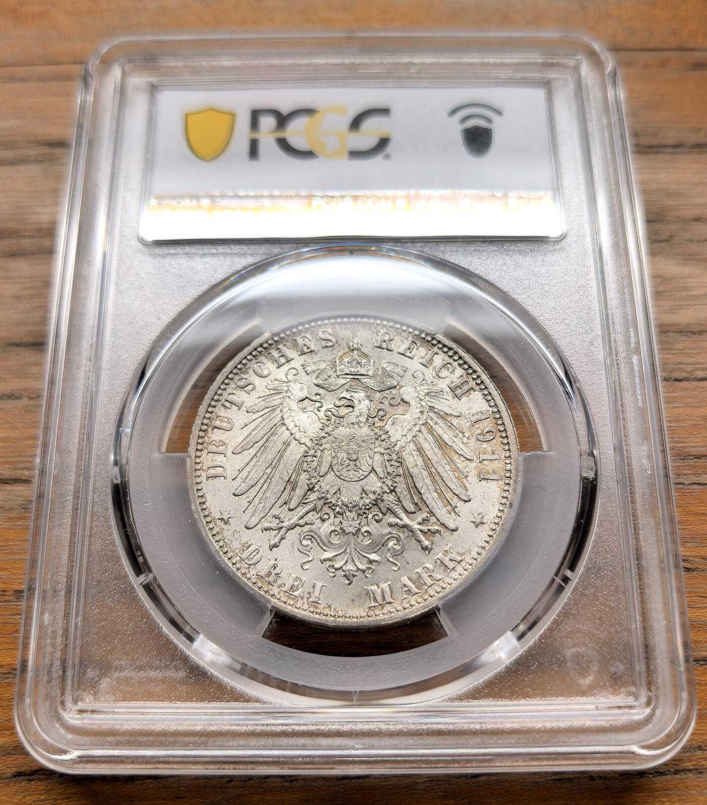 此心安处是吾乡·凡希社世界钱币微拍第三百二十期 1911D德国巴伐利亚3马克银币PCGS-MS63+