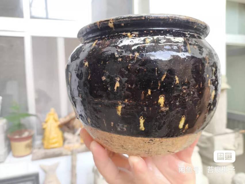 洒金釉老黑瓷罐