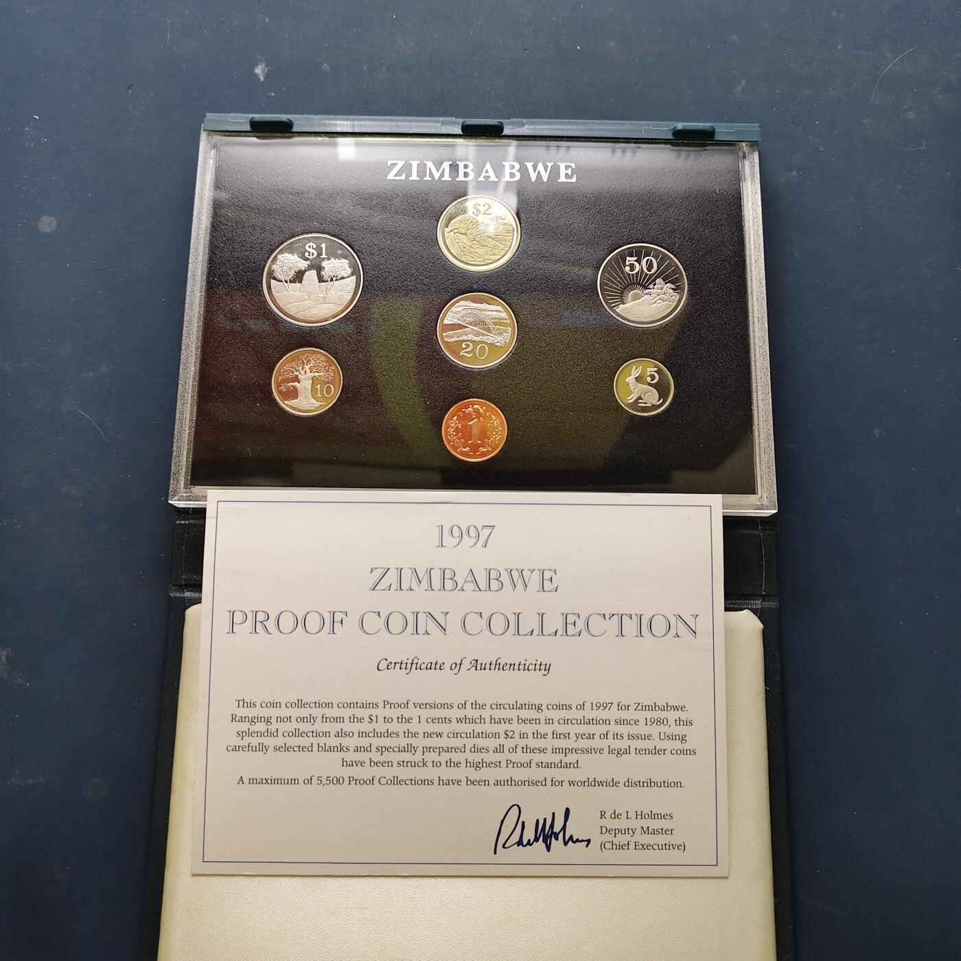 【全场包邮】纯粹捡漏拍509场 【少见】津巴布韦1997年官方精制套币-盒证全-量5500