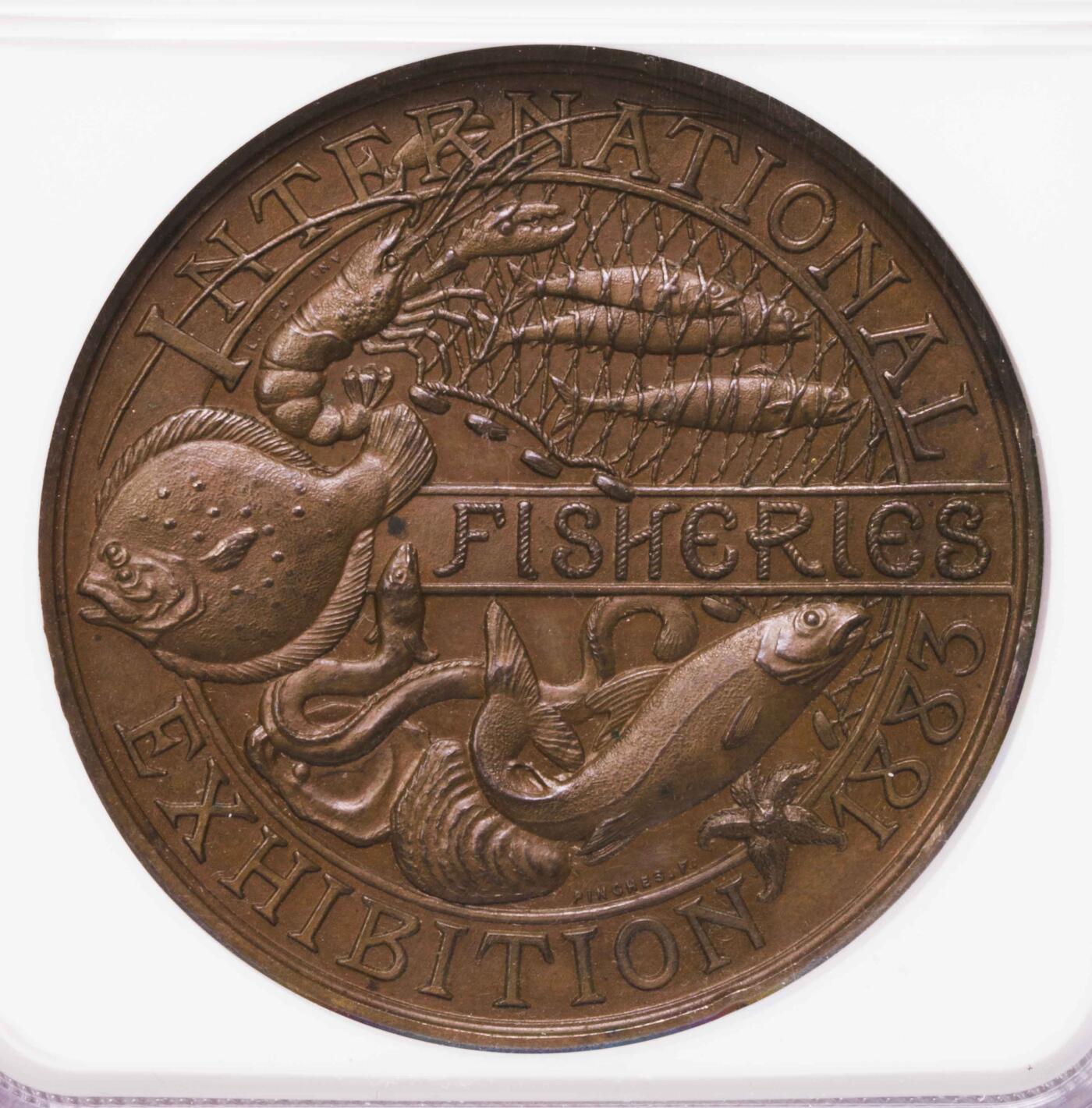 NGC-MS64BN 1883英国渔业维多利亚头像大铜章