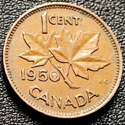 泉币菌-第204场-元宵节专场 本场拍品多 请提前出价 - 1950年 加拿大 枫叶1分铜币 乔治六世 19mm 