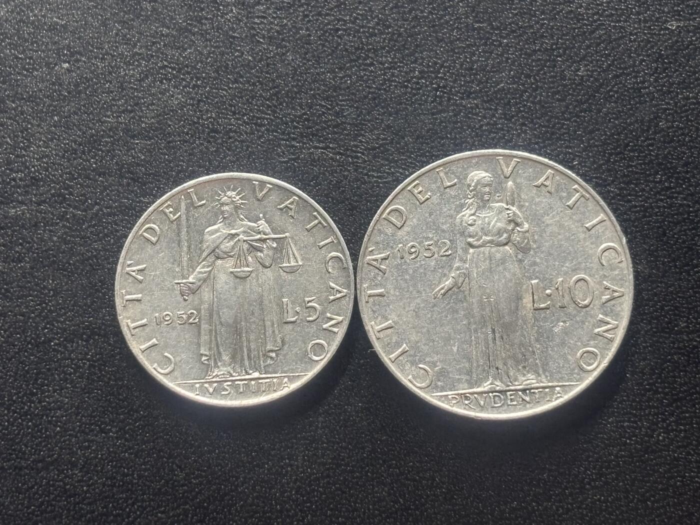 邮泉阁限时拍卖第四十二场（硬币在国外。请付邮费6元。） 梵蒂冈1952年铝币2枚