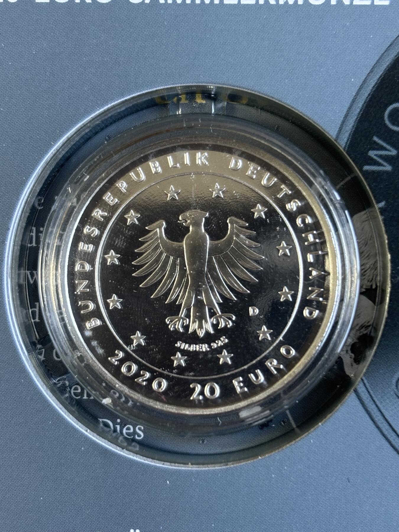 第191期拍卖 德国2020年20欧元精制银币 狼和七只小山羊（格林童话） 18克925银 卡装