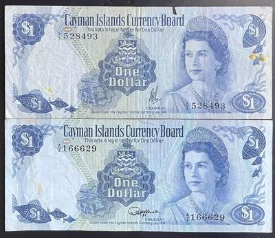 小福收藏拍卖第201期 流通品相裸钞 特惠场 本场拍卖美洲大洋洲非洲亚洲纸币【佣金仅收2% 不设最低佣金 全场包邮】 - 开曼群岛 1974年 1元 1组2张 