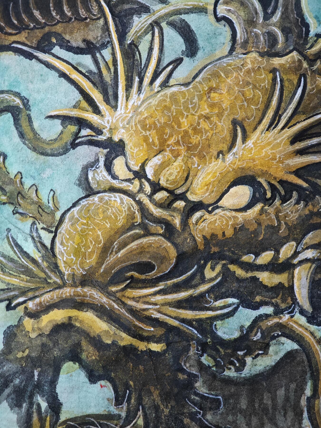 白泽拍卖卡牌手绘专场第33期（去岁千般皆如愿 今年万事定称心） 2025 刘晓明手绘画 龙 尺寸：16cm*32.5cm  刘晓明钤印