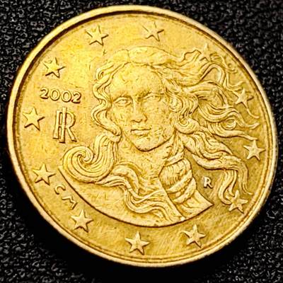 泉币菌-第204场-元宵节专场 本场拍品多 请提前出价 - 欧元 意大利2002年10欧分铜币 女神维纳斯 19.75MM 