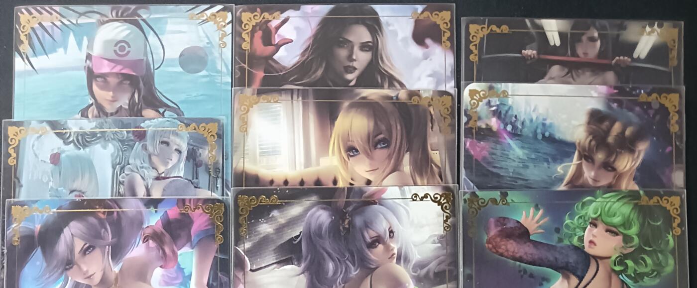 花开卡拍第61期（3月7号周六截拍，品控勿拍!!!拍品不寄存，运费5元（新疆需补运费差价或顺丰到付），自制卡难免瑕疵，可能存在轻微撞角爆边等出厂瑕疵，品控介意勿拍！） ACG美少女 9张 彩闪