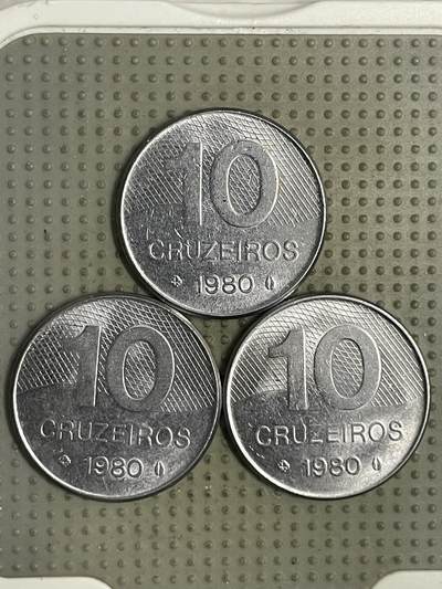2026年第29场各国散币拍卖（总第179场） - 巴西1980年10克鲁泽3枚