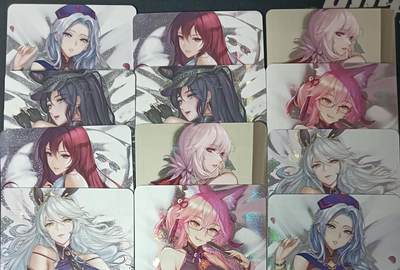 花开卡拍第61期（3月7号周六截拍，品控勿拍!!!拍品不寄存，运费5元（新疆需补运费差价或顺丰到付），自制卡难免瑕疵，可能存在轻微撞角爆边等出厂瑕疵，品控介意勿拍！） - 枕边尤物 艺术卡 12张 纱布闪