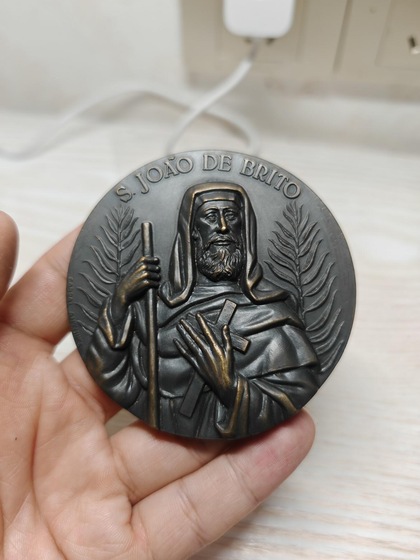 葡萄牙天主教纪念大铜章 高浮雕工艺 人物生动立体