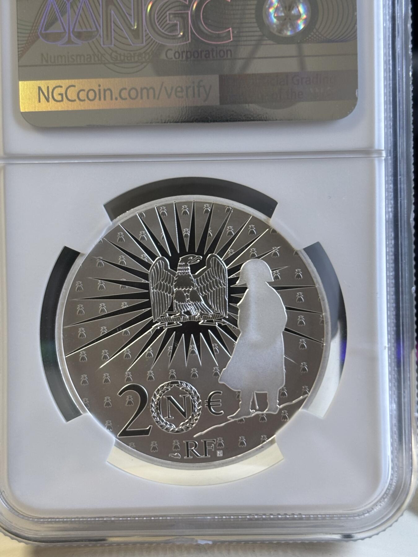第191期拍卖 法国2021年拿破仑逝世200周年1盎司精制纪念银币NGC-PF70首，999银，发行3000枚