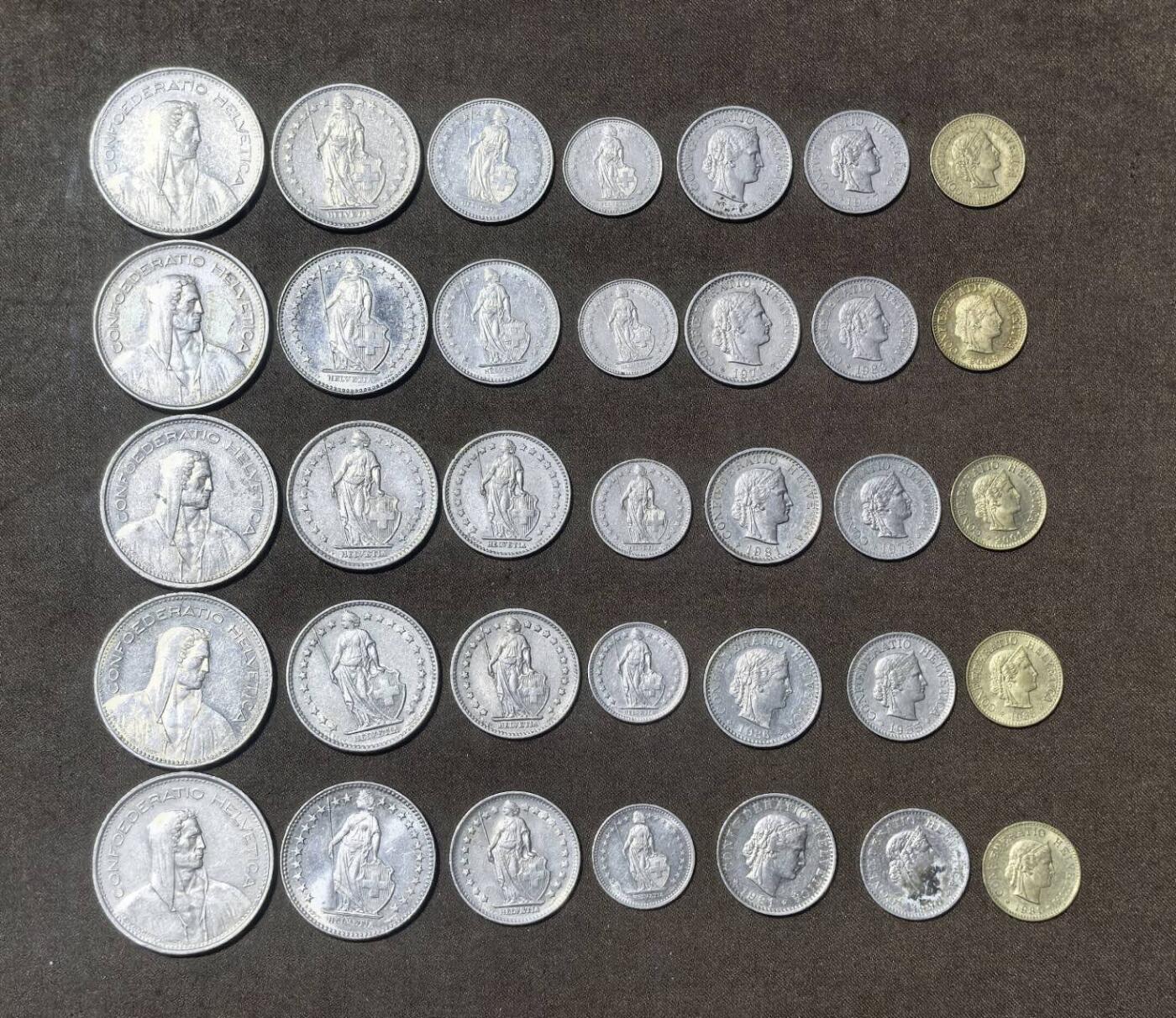 北京马甸外国币专卖第148期，外国币，中国早期纪念币专场，陆续上拍，欢迎关注 瑞士5套，流通品相