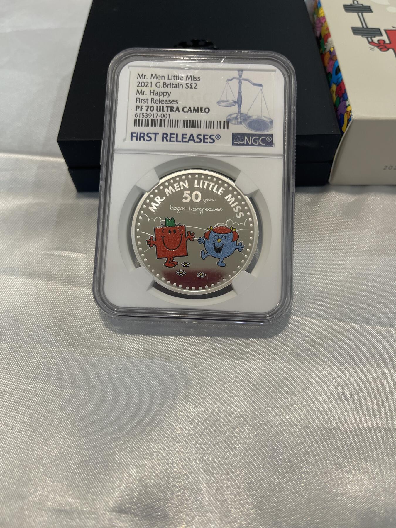 英国皇家造币厂50周年纪念银币 2021年发行，1盎司银，面值12英镑，精制工艺，NGC PF70 首期评级、收藏佳品！