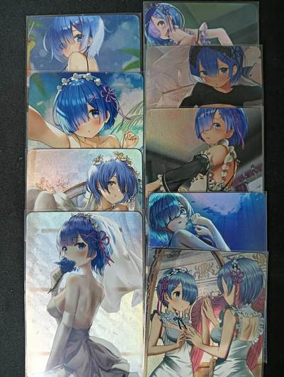 花开卡拍第61期（3月7号周六截拍，品控勿拍!!!拍品不寄存，运费5元（新疆需补运费差价或顺丰到付），自制卡难免瑕疵，可能存在轻微撞角爆边等出厂瑕疵，品控介意勿拍！） - 蕾姆 9张 彩闪