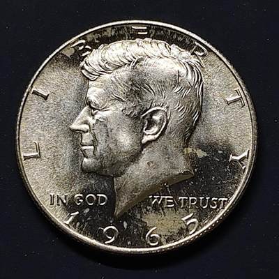 【全场包邮】纯粹捡漏拍508场 - 美国1965年肯尼迪半元银币【30.6毫米11.5克40%】