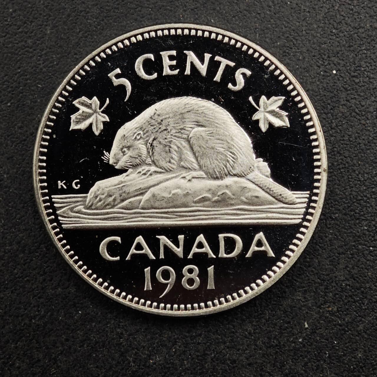 【淘币小摊】实时拍第八百七十二拍   散币银币场    每周一统一发货 加拿大1981年5分精制镍币