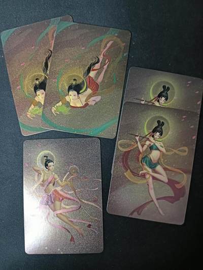 花开卡拍第61期（3月7号周六截拍，品控勿拍!!!拍品不寄存，运费5元（新疆需补运费差价或顺丰到付），自制卡难免瑕疵，可能存在轻微撞角爆边等出厂瑕疵，品控介意勿拍！） - 五月卡牌 飞天 5张 2张艺术卡 粗闪