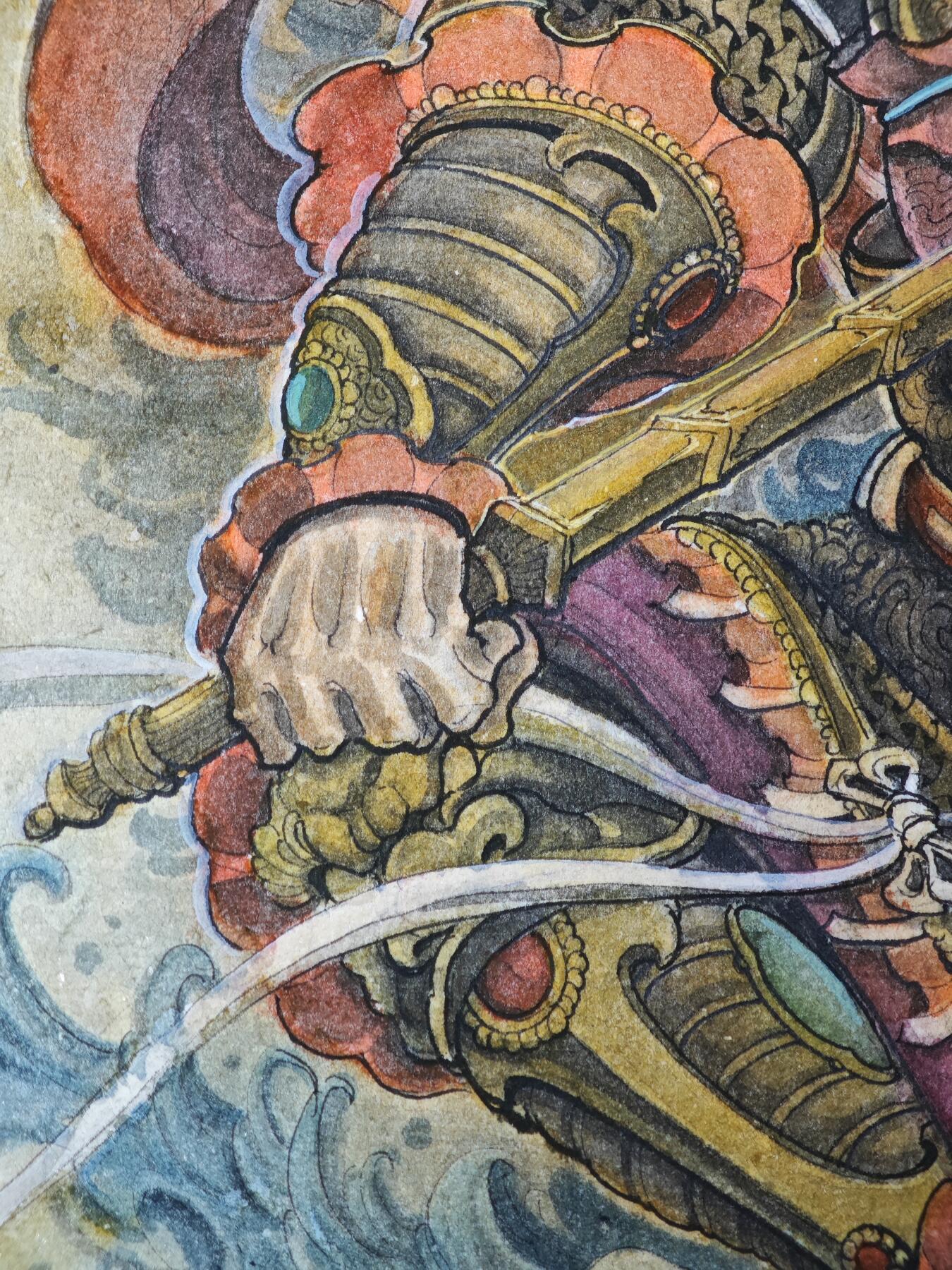 白泽拍卖卡牌手绘专场第33期（去岁千般皆如愿 今年万事定称心） 2025 刘晓明手绘画 赵公明 A3  刘晓明钤印