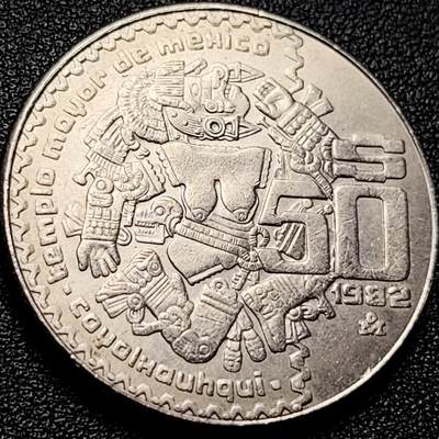 泉币菌-第204场-元宵节专场 本场拍品多 请提前出价 - 原光美品 1982年 墨西哥50比索镍币 阿兹特克女神 35mm