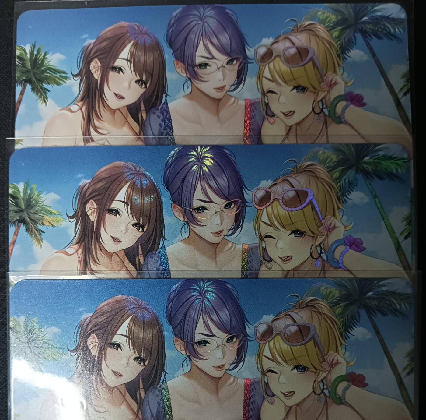 花开卡拍第61期（3月7号周六截拍，品控勿拍!!!拍品不寄存，运费5元（新疆需补运费差价或顺丰到付），自制卡难免瑕疵，可能存在轻微撞角爆边等出厂瑕疵，品控介意勿拍！） 美女3人泳装 3宫 彩闪