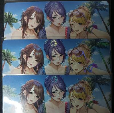 花开卡拍第61期（3月7号周六截拍，品控勿拍!!!拍品不寄存，运费5元（新疆需补运费差价或顺丰到付），自制卡难免瑕疵，可能存在轻微撞角爆边等出厂瑕疵，品控介意勿拍！） - 美女3人泳装 3宫 彩闪