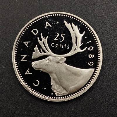 【淘币小摊】实时拍第八百七十二拍   散币银币场    每周一统一发货 - 加拿大1989年25分精制镍币