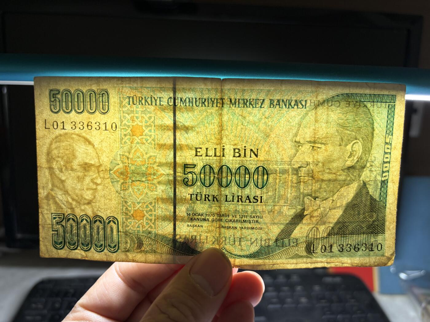 2026年集古藏今外币拍卖第二期-第10场—（总第310拍-纸币专场），本期拍完结算一次，发货时间2-3天，休息几天后继续新的一期拍卖。 1970年土耳其50000里拉