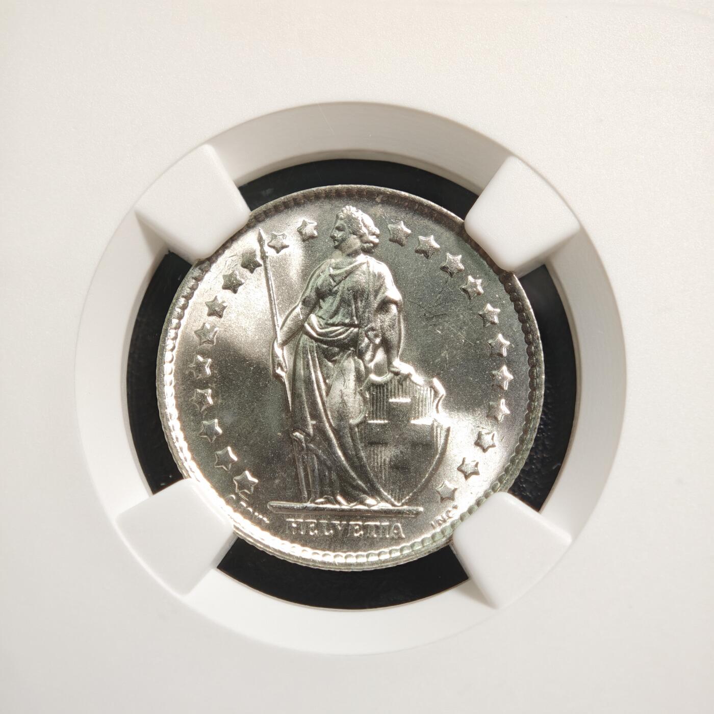 【德藏】世界币章拍卖第166期（拍品征集中~欢迎藏友联系） 1964年 瑞士1法郎银币 NGC MS65 原光十足