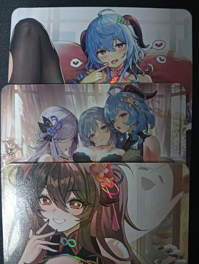 花开卡拍第61期（3月7号周六截拍，品控勿拍!!!拍品不寄存，运费5元（新疆需补运费差价或顺丰到付），自制卡难免瑕疵，可能存在轻微撞角爆边等出厂瑕疵，品控介意勿拍！） - 绘天阁卡牌 原神美女单卡 3张 彩闪