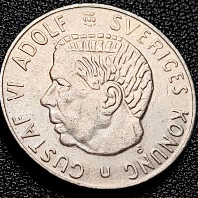 泉币菌-第204场-元宵节专场 本场拍品多 请提前出价 - 瑞典1973年1克朗铜镍币，古斯塔夫六世国王，25mm