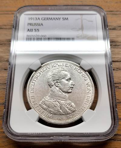 此心安处是吾乡·凡希社世界钱币微拍第三百二十期 - 1913德国普鲁士军装5马克大银NGC-AU55