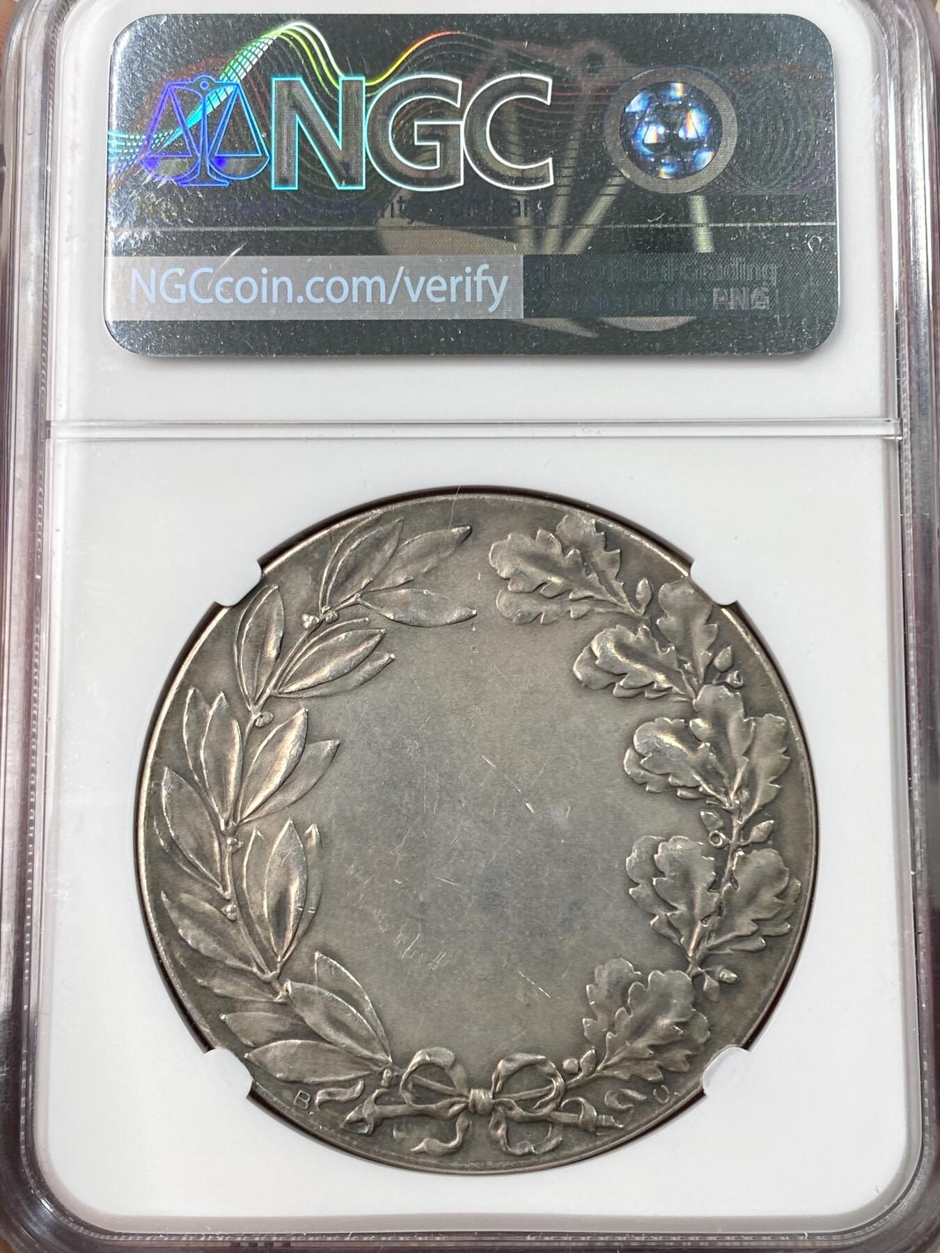 万国钱币拍卖第062期 NGC MS61 20世纪初德国霍勒·克罗珀霍勒鸽俱乐部纪念大银章 高浮雕霍勒鸽（又称阿姆斯特丹气球鸽）41MM非常漂亮传神 未签名未使用状态