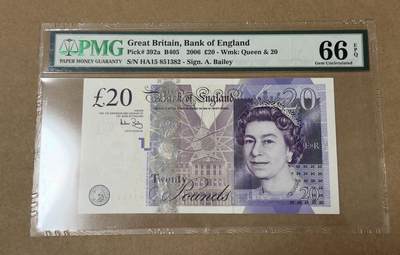 【礼羽收藏】🌏世界钱币拍卖126期 - 英格兰F序列20英镑无4.7PMG66分