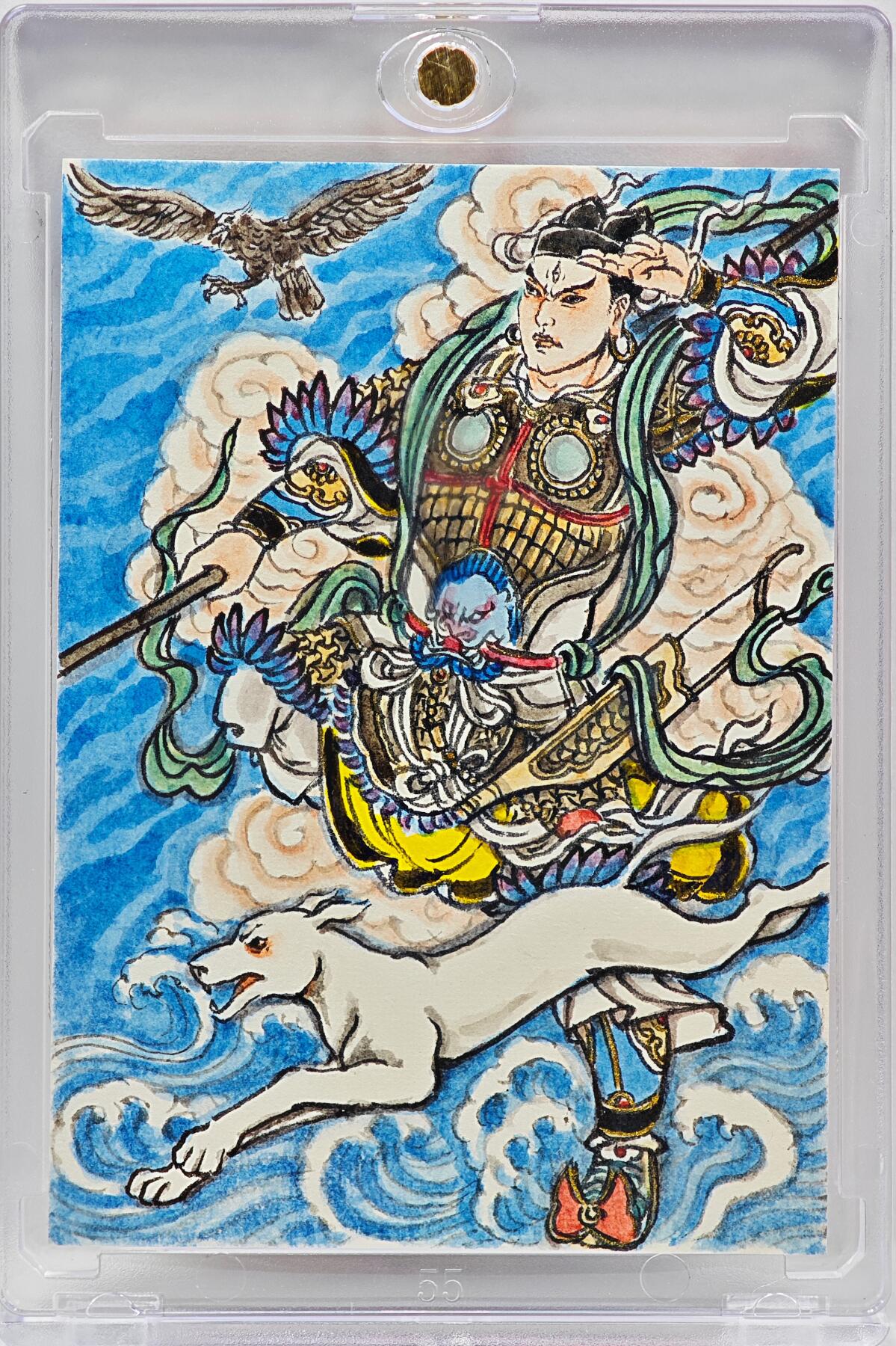 白泽拍卖卡牌手绘专场第33期（去岁千般皆如愿 今年万事定称心） 2026 卢艺丰手绘卡 清源妙道真君  卢艺丰背彩绘 卡砖封装